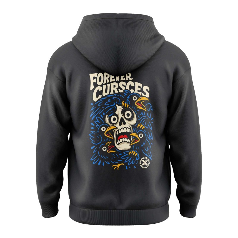 Kids’ Black Hoodie Forever Curses – Skull & Crows Urban Design | Ziro Club