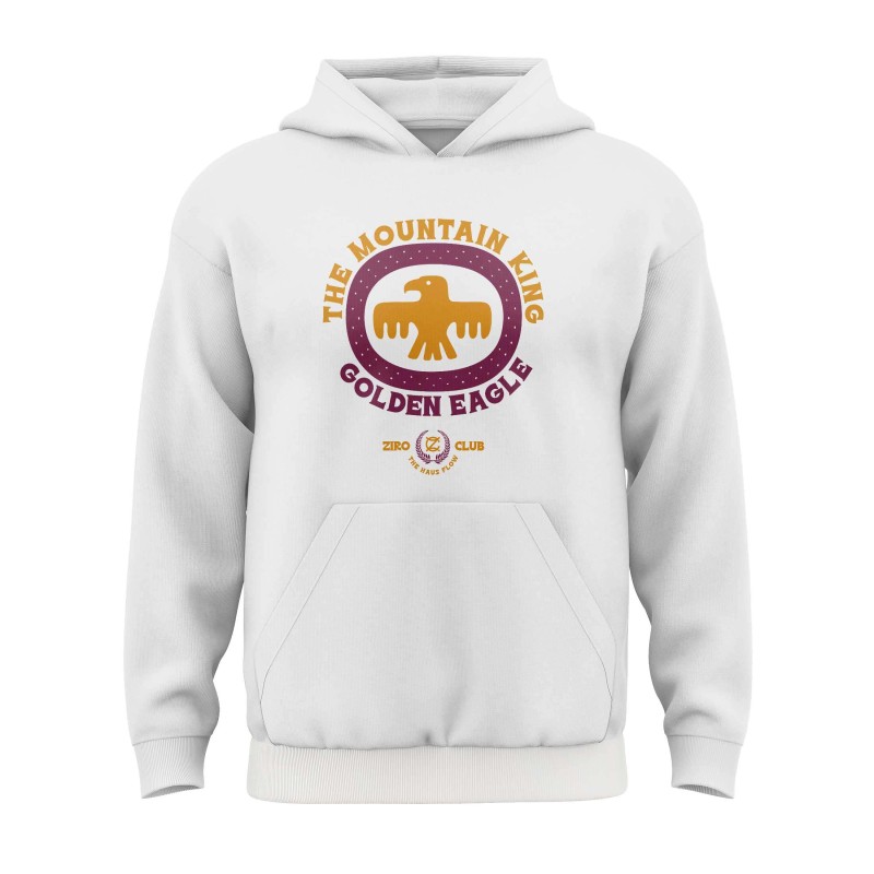 Kids’ White Hoodie Golden Eagle – Varsity College Style | Ziro Club